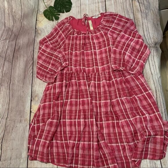 NWT Madewell Pink Plaid Babydoll Dress Size Small - Picture 3 of 14